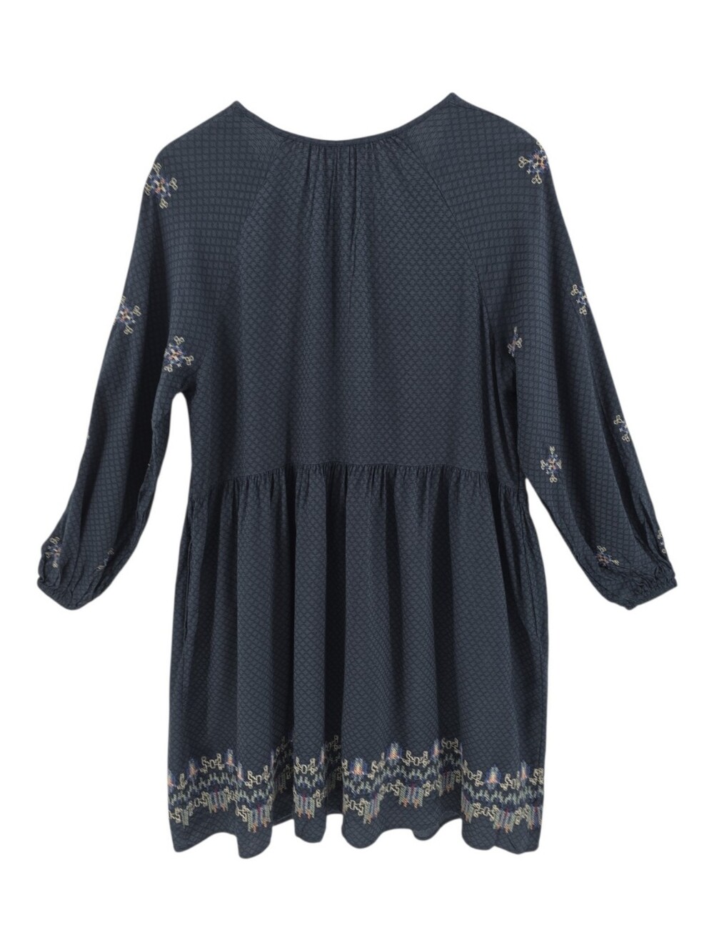 Knox Rose Balloon Sleeve Embroidered Dress in Navy Size Large Long Sleeves - Picture 4 of 12